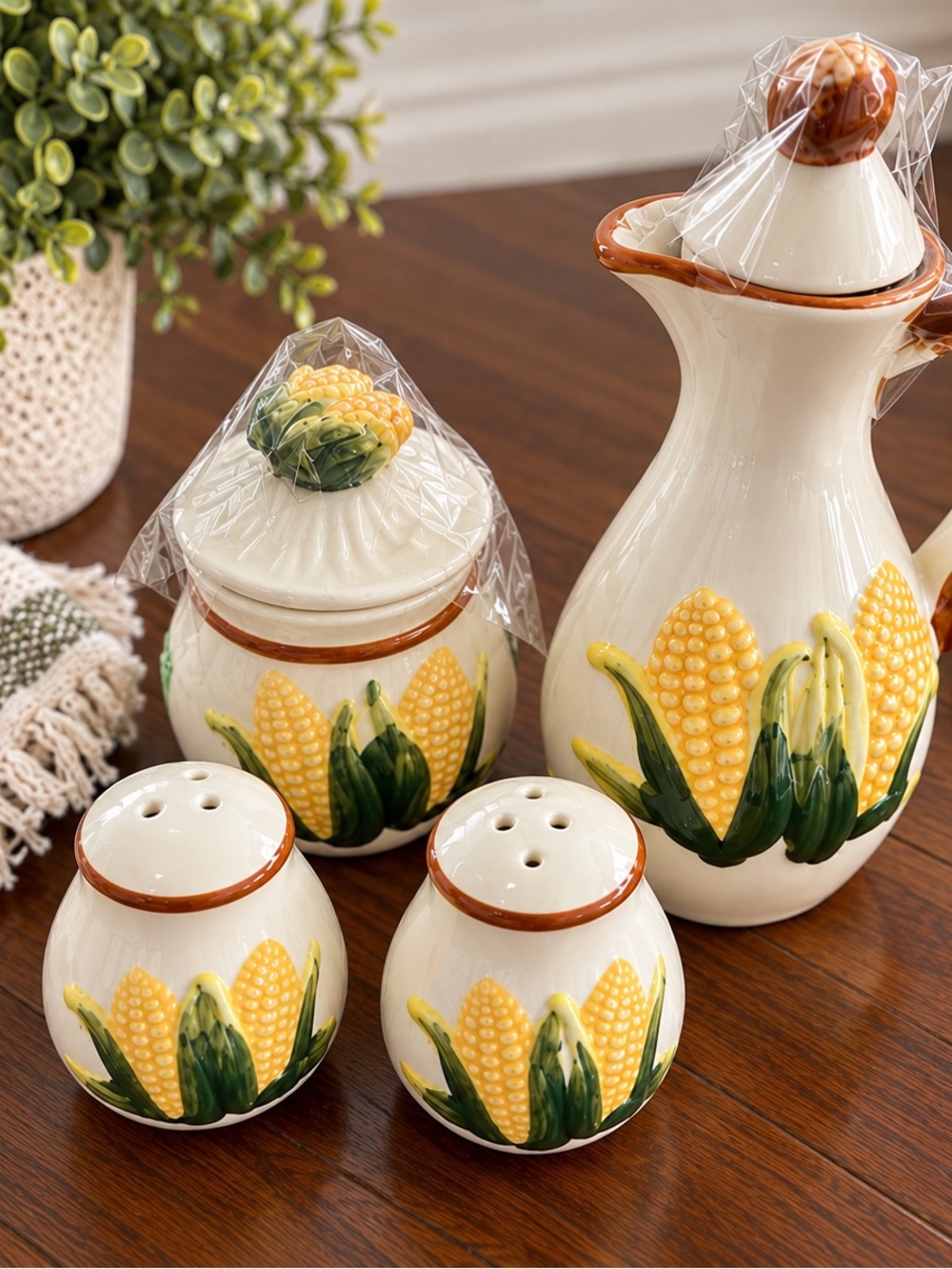 Vintage Cerâmica Weiss "Milho" Corn Ceramic Kitchen Set (4-Piece)